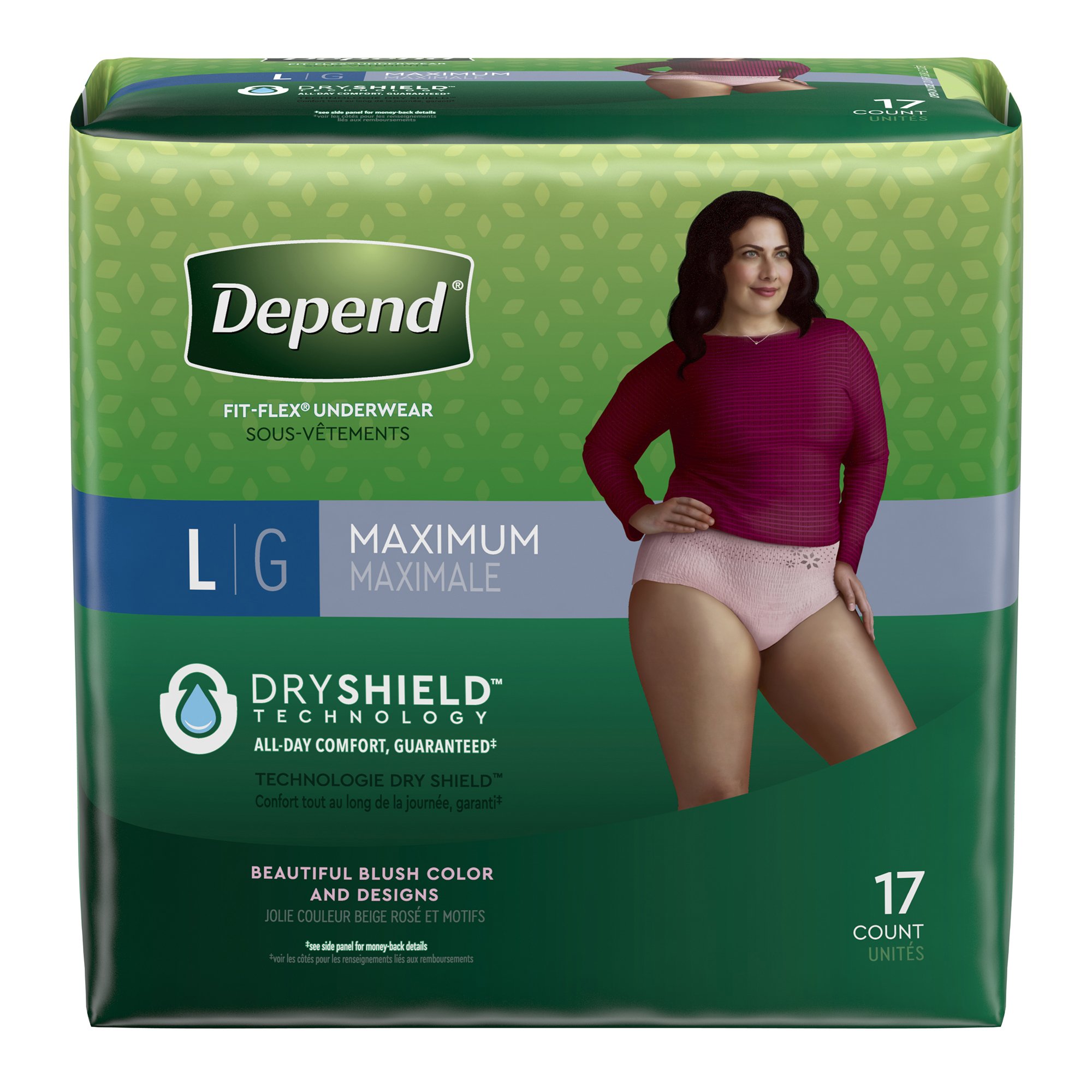 Underwear Female Adult Absorbent Underwear Depend® FIT-FLEX® Pull On with Tear Away Seams Large Disposable Heavy Absorbency (17/PK 2PK/CS 80CS/PLT) by Kimberly-Clark Professional/Consumer  ID 48124